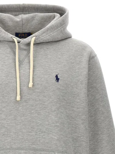 Polo Ralph Lauren Classic Pullover Hoodie With Drawstring In Gray