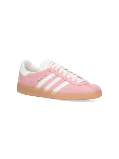 Adidas Originals Muenchen Suede Three-stripe Sneakers In Pink
