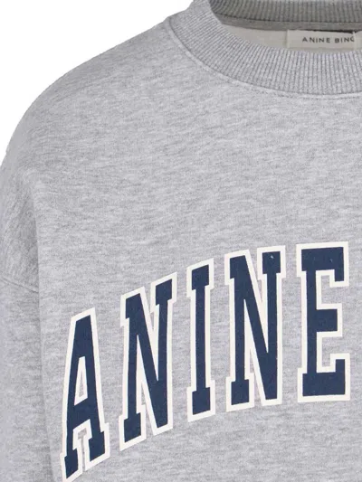 Anine Bing Grey Crew Neck Sweatshirt With Bold Lettering In Gray