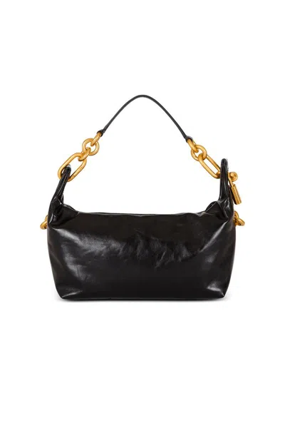Balmain Sync Shoulder Bag In Soft Leather In Black