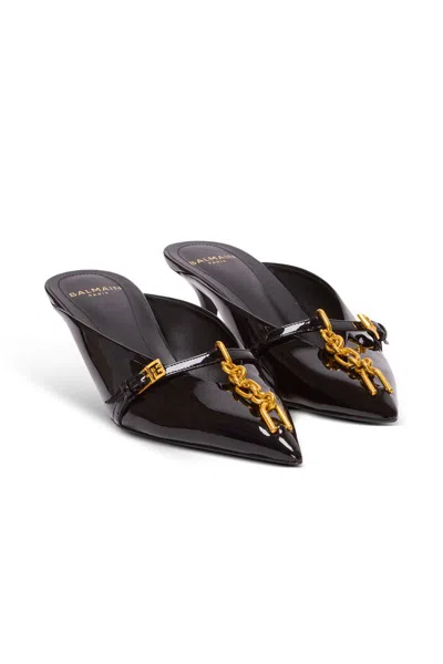 Balmain Sync Patent Leather Mules With Pointed Toe