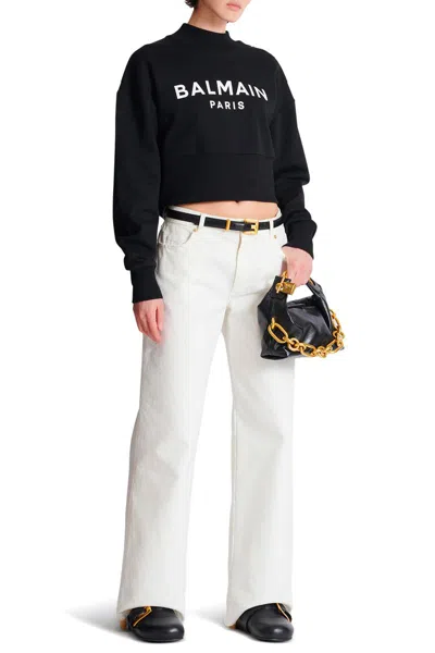 Balmain Noir Blanc Cotton Sweaters In Black