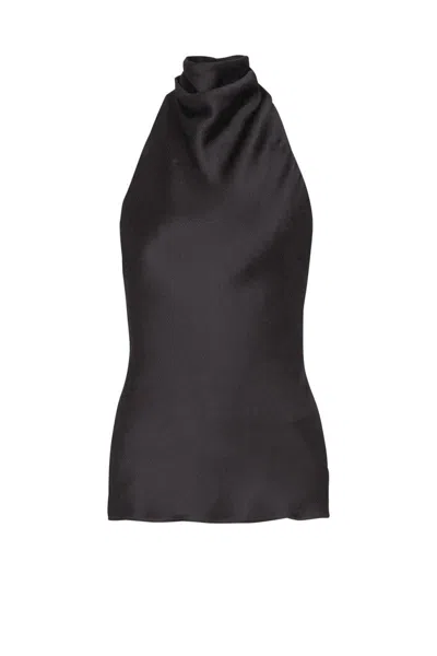 Balmain Halterneck Sleeveless Backless Draped Neckline Fitted Silhouette In Black
