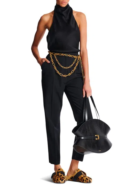 Balmain Halterneck Sleeveless Backless Draped Neckline Fitted Silhouette In Black