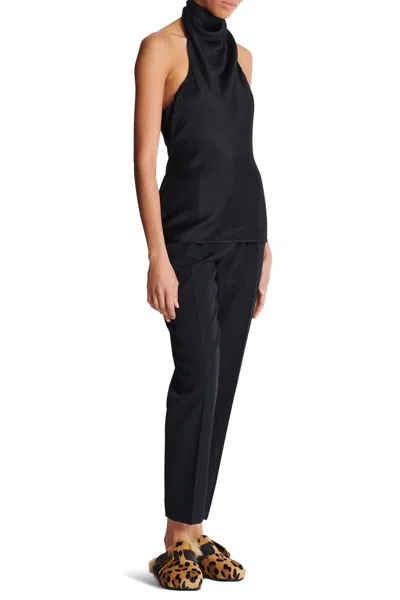 Balmain Halterneck Sleeveless Backless Draped Neckline Fitted Silhouette In Black
