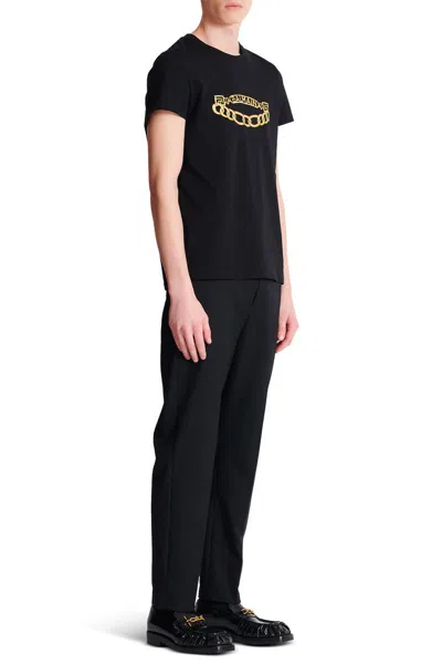 Balmain Black Crewneck T-shirt With Logo Print On The Front