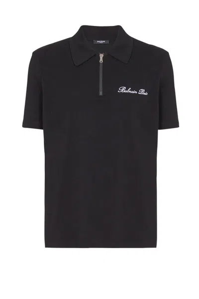 Balmain Signature Black Cotton T-shirt In Black