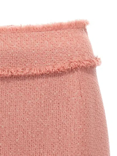 Dolce & Gabbana Textured Tweed Mini Skirt With Frayed Hem In Pink