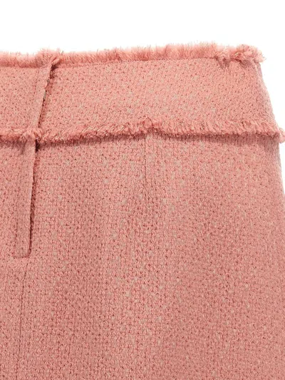 Dolce & Gabbana Textured Tweed Mini Skirt With Frayed Hem In Pink