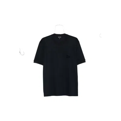 Giorgio Armani Round Neck Short Sleeve T-shirt In Black