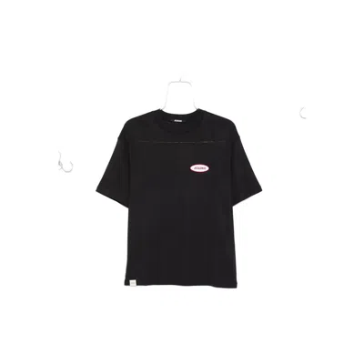 Jacquemus Le T-shirt Stazione Blu Crewneck T-shirt With Logo Patch On The Front In Cotton Jersey Man In Black