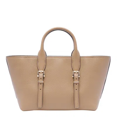 Michael Kors Calf Leather Shopping Bag In Beige