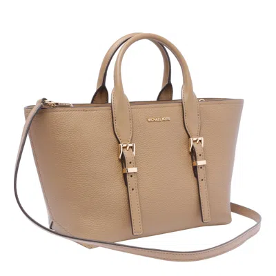 Michael Kors Calf Leather Shopping Bag In Beige