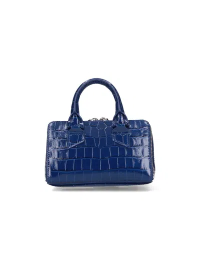 Attico Friday Crocodile-effect Top-handle Mini Bag In Blue