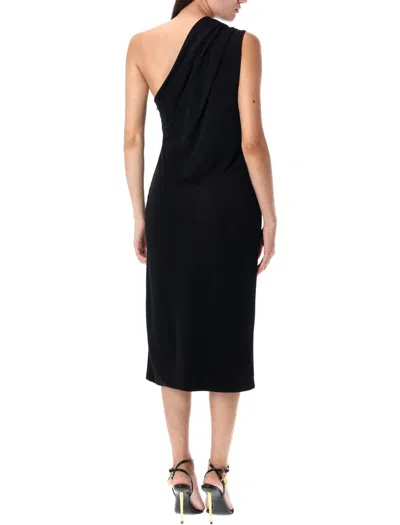 Tom Ford Mini Dress One Shoulder Crystal Brooch In Black