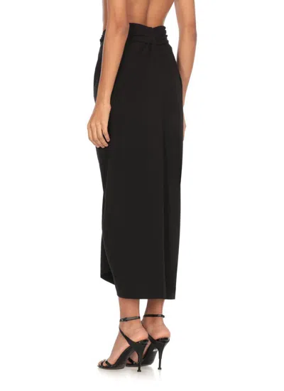 Dries Van Noten Knot Front Cotton Jersey Midi Skirt In Black