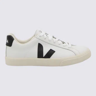 Veja Extra White And Black Leather Esplar Sneakers In White
