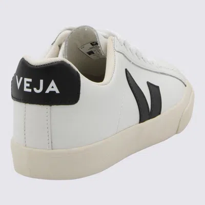 Veja Extra White And Black Leather Esplar Sneakers In White