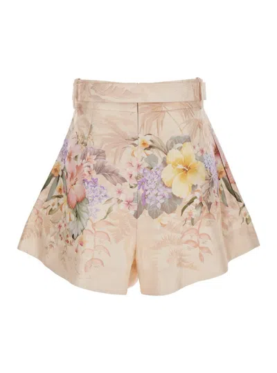 Zimmermann Women Printed Silk Blend Illuminate Shorts In Neutral