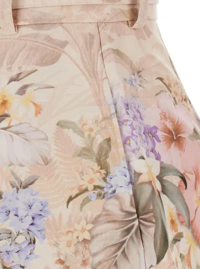 Zimmermann Women Printed Silk Blend Illuminate Shorts In Neutral