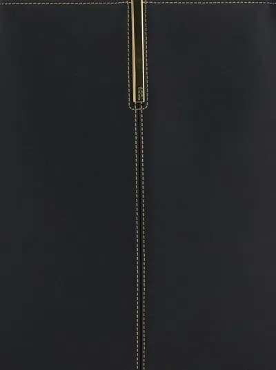 Tod's Black Shopper With Two Top Handles And Metal Bar With Logo In Leather Woman