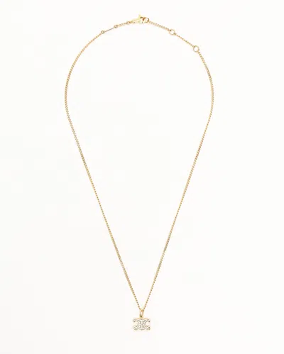Celine Céline Triomphe Rhinestone Necklace In Gold