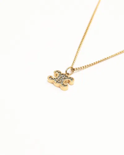 Celine Céline Triomphe Rhinestone Necklace In Gold