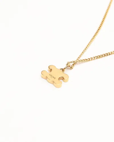 Celine Céline Triomphe Rhinestone Necklace In Gold