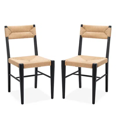 Safavieh Cody Rattan Dining Chairs, Set Of 2, Black/natural In Yellow