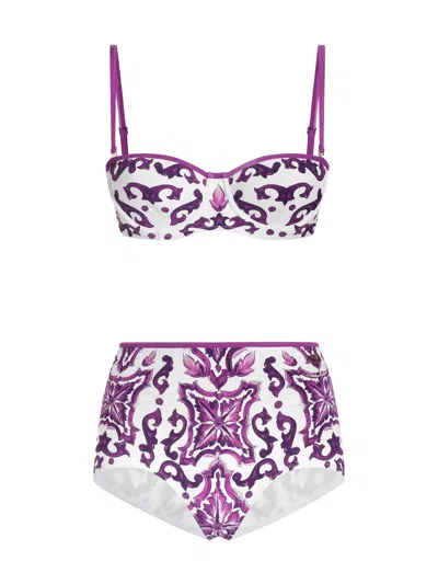 Dolce & Gabbana Women Maiolica Print Balconette Bikini