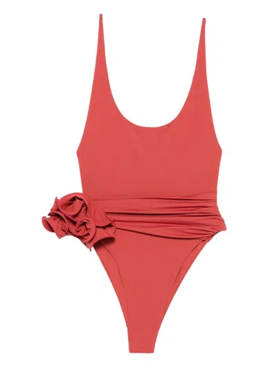 Magda Butrym Floral-appliqué Swimsuit In Pink