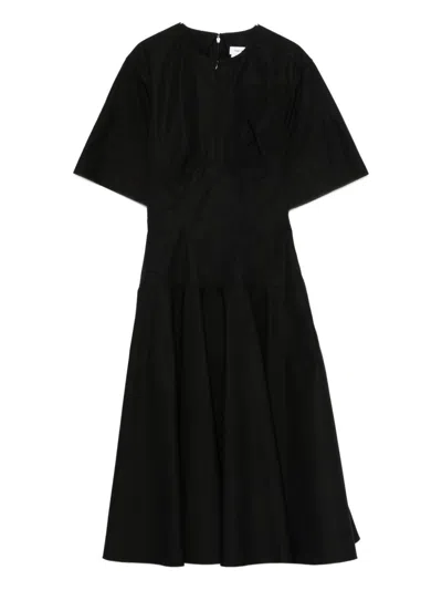 Alexander Mcqueen Cotton Poplin Midi Dress In Black