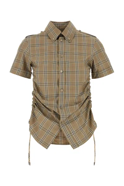 Burberry Camicia In Popeline Ricamato  Donna In Brown