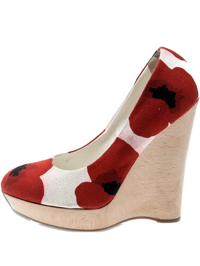 Pre-owned Saint Laurent 130mm Floral-print Wedge Pumps