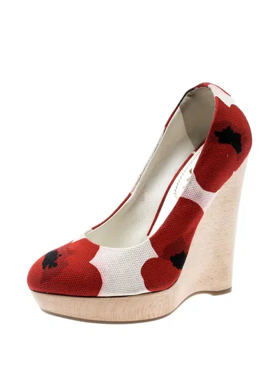Pre-owned Saint Laurent 130mm Floral-print Wedge Pumps