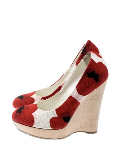 Pre-owned Saint Laurent 130mm Floral-print Wedge Pumps