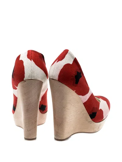Pre-owned Saint Laurent 130mm Floral-print Wedge Pumps