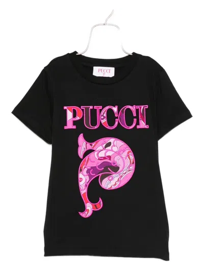 Pucci Junior Logo-embellished Paisley Print T-shirt In Black