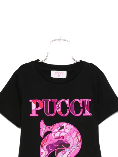 Pucci Junior Logo-embellished Paisley Print T-shirt In Black