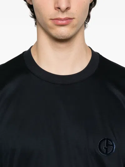 Giorgio Armani Round Neck Short Sleeve T-shirt In Black