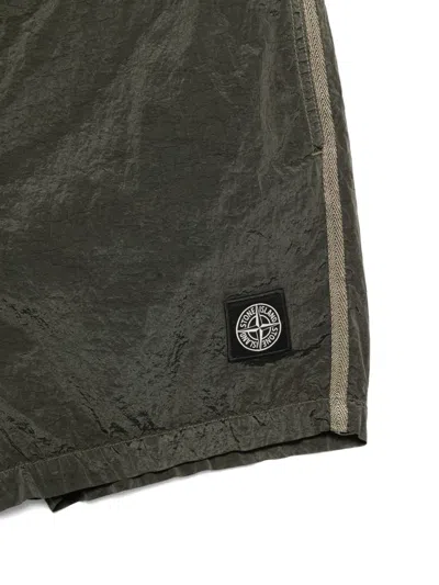 Stone Island Swim Trunks With Back Pocket And Elastic Waistband In Gray