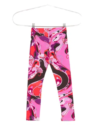 Pucci Junior Abstract-print Leggings In Pink