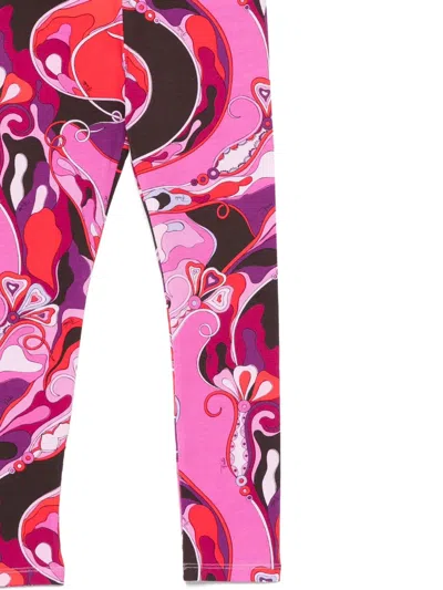 Pucci Junior Abstract-print Leggings In Pink