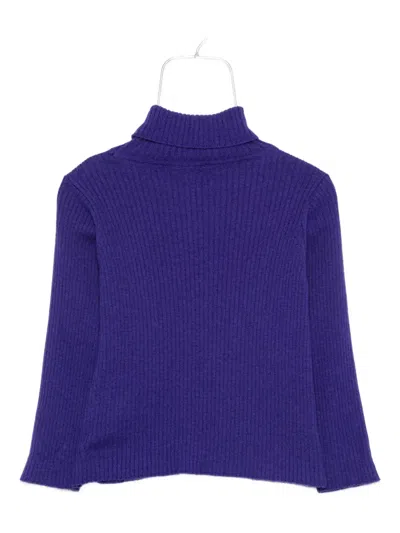 Pucci Junior Ribbed Turtleneck Sweater In Purple