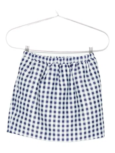 Self-portrait Gingham Pleated Skirt In Blue
