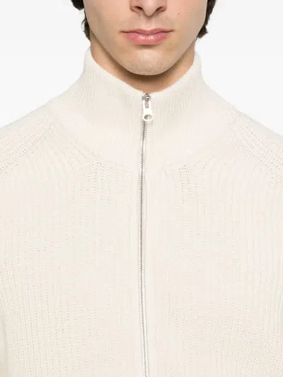Stone Island Raw Beauty Zip-up Cardigan In White