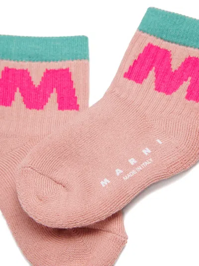 Marni Intarsia-knit Socks In Pink