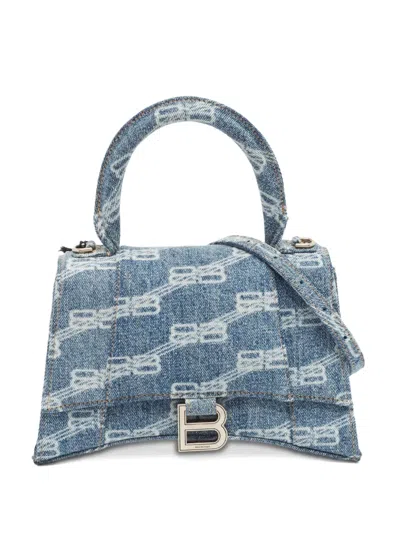 Pre-owned Balenciaga 2023 Hourglass Denim Logo Bag