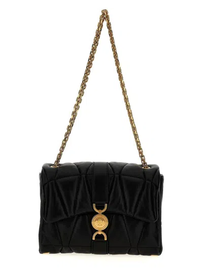 Versace Black Crossbody Bag With Buckle And Gold Chain