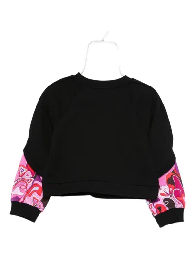 Pucci Junior Contrast-sleeve Sweatshirt In Black